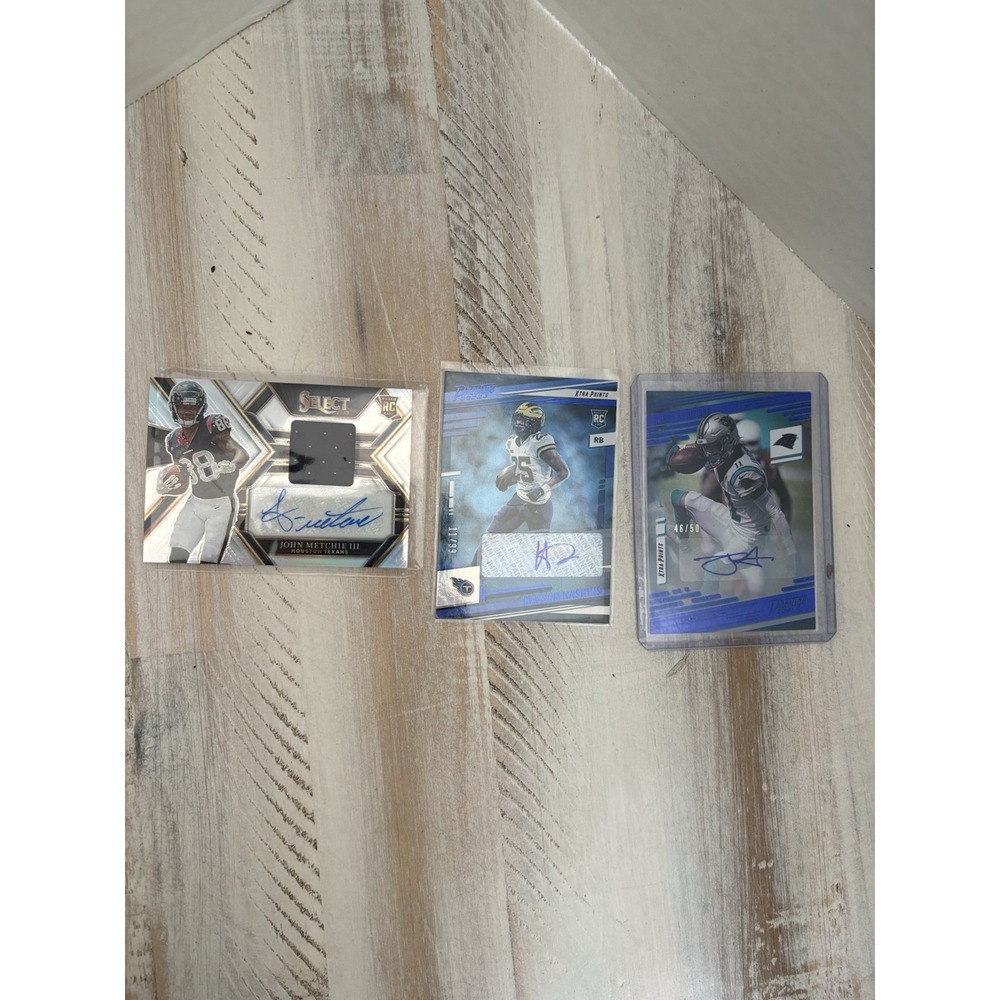 3 Card NFL Auto Lot Panini Metchie III Patch Auto Haskins /99 Anderson /50